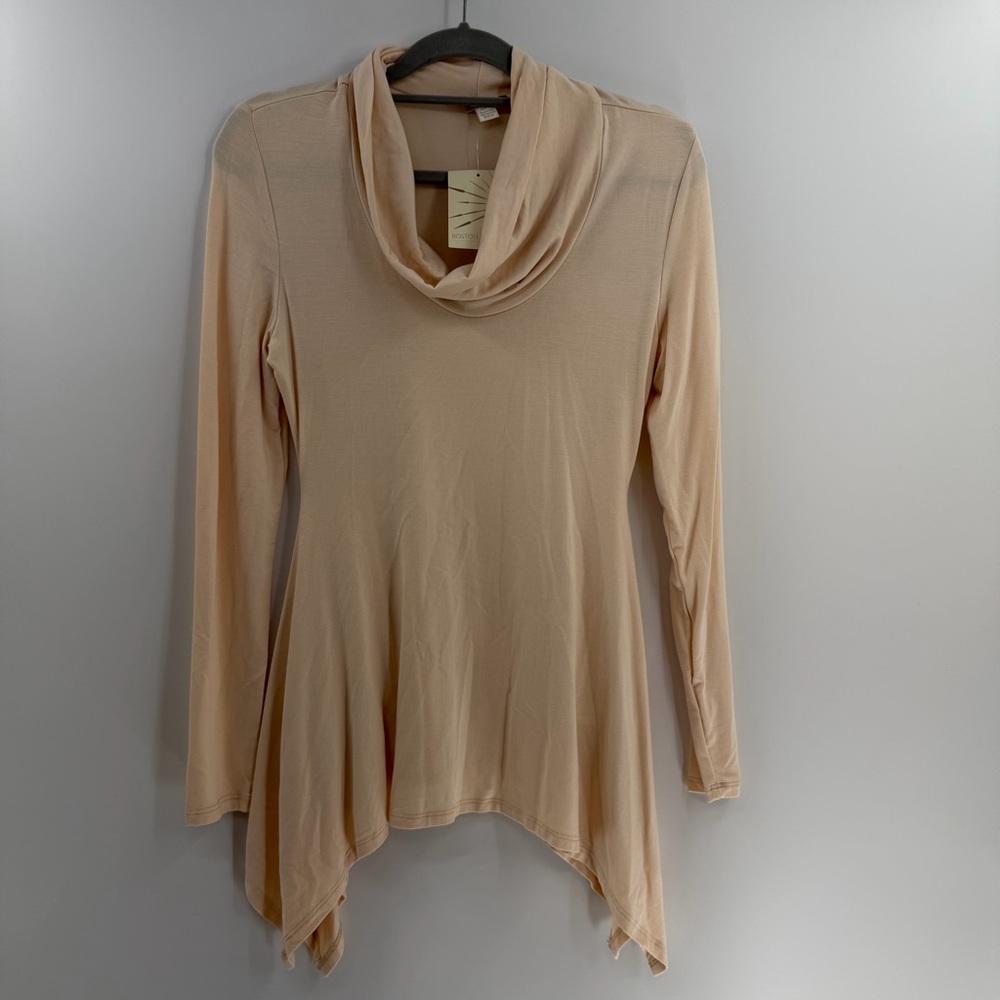 Boston Proper Cowl trapeze top in champagne long sleeve size M Medium NWT modal